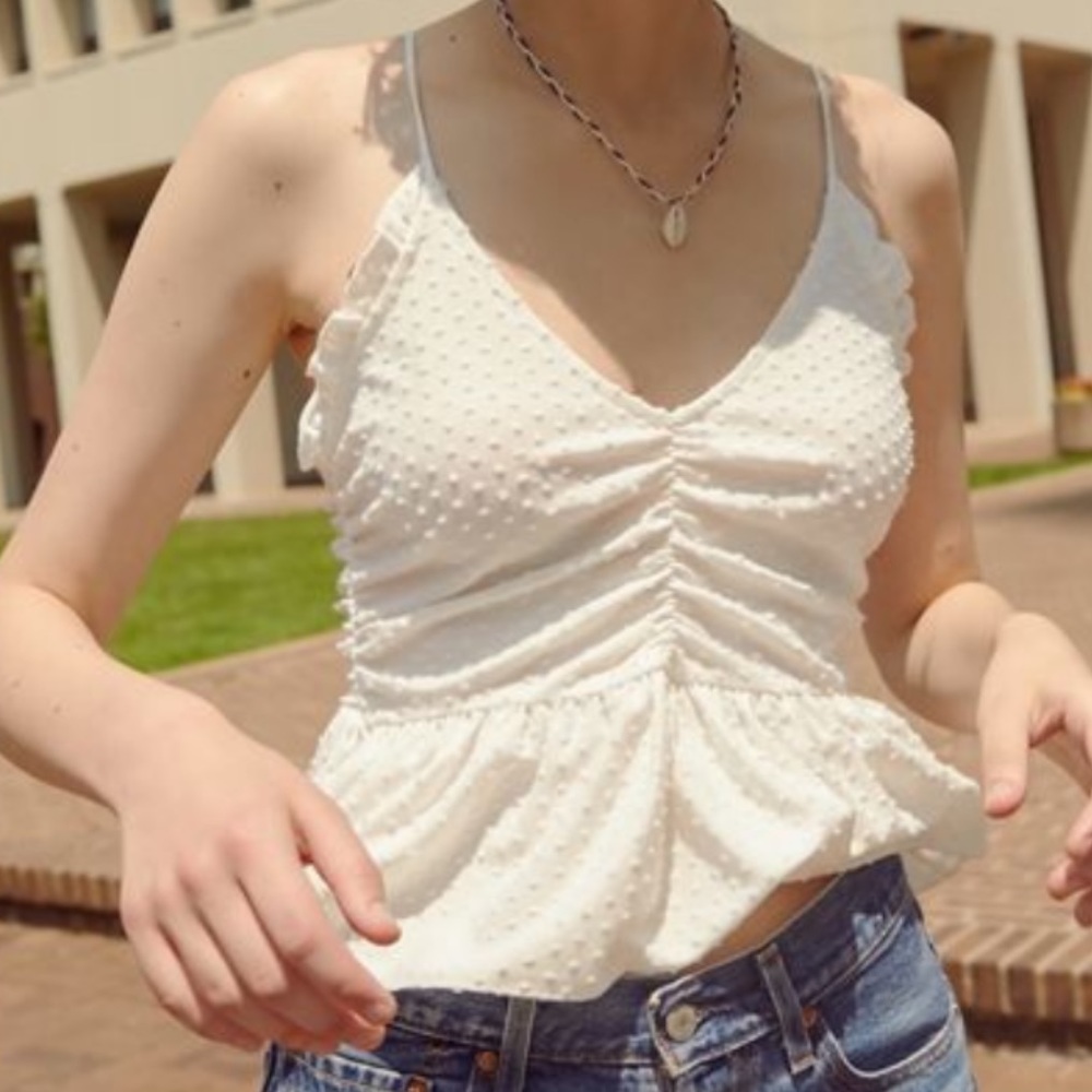 Urban Outfitters Ella Ruched Peplum Vneck Cami